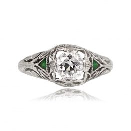 Edwardian Diamond and Emerald Accents Ring - Rochfort Ring 13499 TV