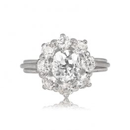 Antique Cushion Cut Floral Halo Ring - Eastchester Ring