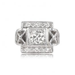 Retro French White Gold Engagement Ring - Belmont Ring