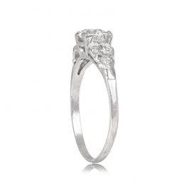 Platinum and Diamond Geometric Leaf Motif Ring - Teakwood Ring