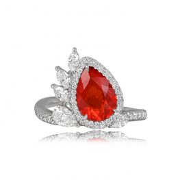 Natural Fire Opal Diamond Cocktail Ring Mantua Ring 13554_TV