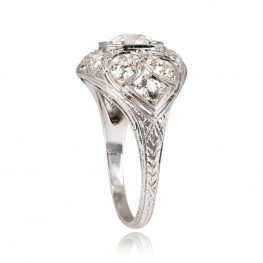 Platinum Mounting Diamond Dome Setting Antique Engagement Ring 13600-TSV-1000PX