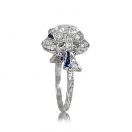 Sapphire and Diamond Engagement Ring Bow Tie Motif Circa 1910 Top Side View 13604_TSV
