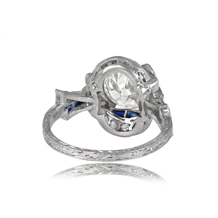 Platinum Ring Hand Engraved Shank Edwardian Era Vintage Ring 13604_TVS