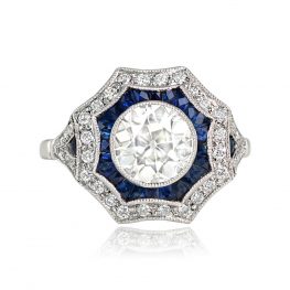 Geometric Diamond And Sapphire Halo Engagement Ring 13646-TV-1000-PX