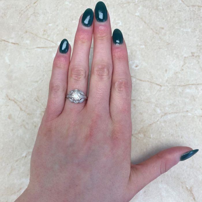 Old European Cut Art Deco Diamond Engagement Ring 13648 F1