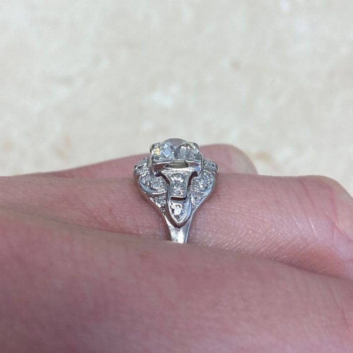 Art Deco Platinum Hand Crafted Diamond Engagement Ring 13648 F4