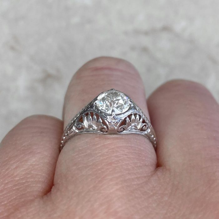 Dome Shaped Platinum Intricate Detail Engagement Ring 13666 F3