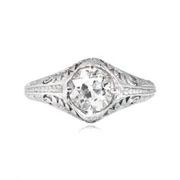 Antique Diamond and Platinum Ring Highbridge Ring Top View
