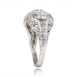 Platinum Open Work Filegree Mounting Three Stone Antique Engagement Ring 13691-TSV-1000PX