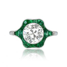 2.06ct Old European Diamond Emerald Ring - Calca Ring 13692 TV