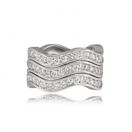 Signed Cartier 18k White Gold Bands 13706 TV