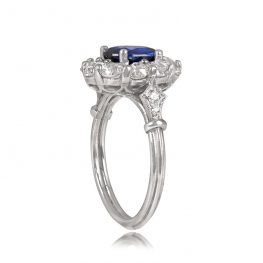 Prong Set Natural Sapphire Old European Cut Cluster Ring Celine Ring Top Side View 13715_TSV