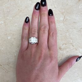 Retro Era Transitional Cut Diamond Geometric Engagement Ring 13718 F1