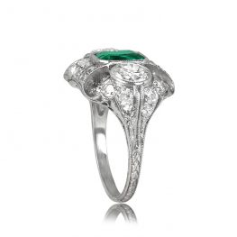 Antique Emerald and Diamond Engagement Ring - Woodbury Ring 13733 TSV