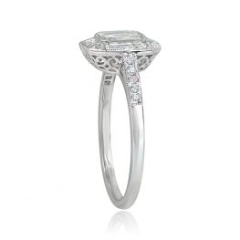 Baguette Halo Platinum Ring Eastgate Ring Top Side View
