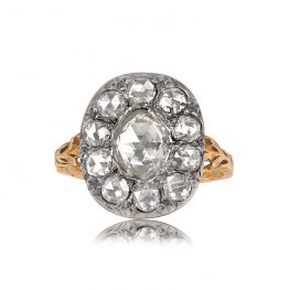 Georgian Era Rose Cut Diamond Halo Ring - 13741 TV