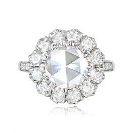 1.22ct Rose Cut Center Diamond Floral Cluster Diamond Halo Ring 13759-TV-1000PX