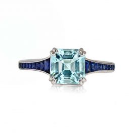 1.43ct Asscher Cut Aquamarine Engagement Ring - Coram Ring 13777 TV