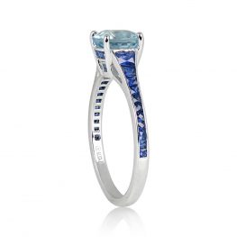 1.24ct Prong Set Aquamarine Gemstone Sapphire Shank Ring 13778-TSV-1000PX