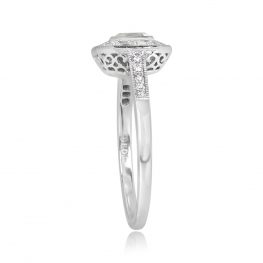 Platinum Mounting Asscher Cut Diamond And Baguette Halo Engagement Ring 13788-TSV-1000