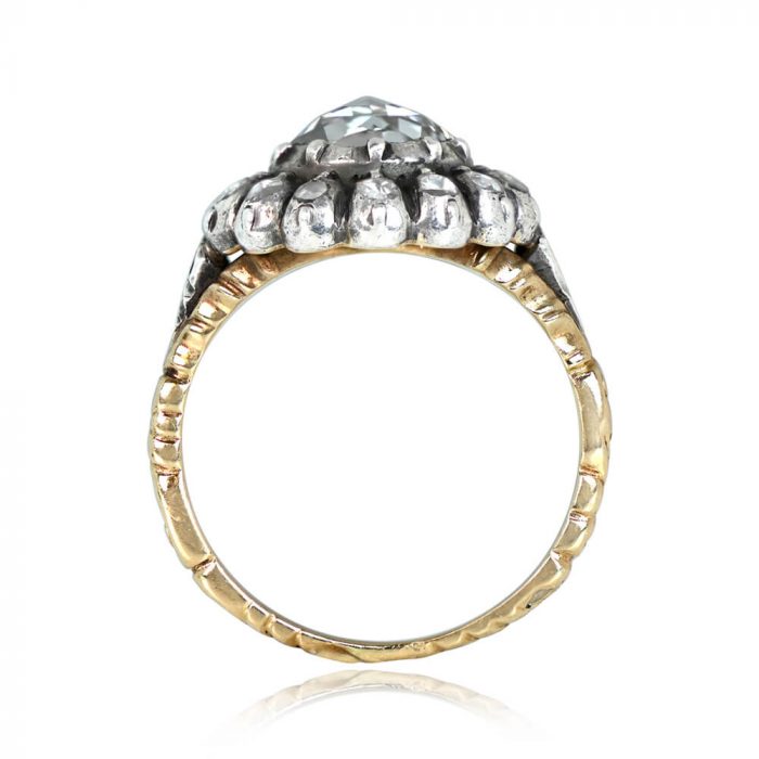 Silver On 18k Yellow Gold Mounting Rose Cut Cluster Diamond Engagement Ring 13831-SV-1000PX