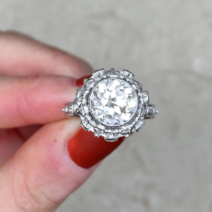 Bezel Set Old European Cut Diamond 18k Gold Dome Mounting 13836-F5