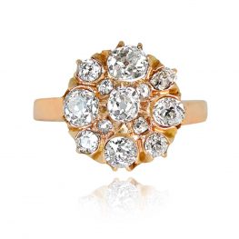 Antique Victorian Floral Diamond Cluster Ring - Leiria Ring 13859 TV