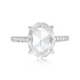 Oval Rose Cut Diamond Micropave Engagement Ring - Bel Air Ring 13870 TV
