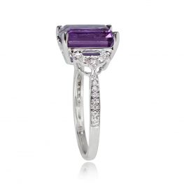 Emerald Cut Amethyst Diamond Engagement Ring - Meridian Ring 13878 TSV