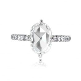 Oval Rose Cut Diamond Solitaire Ring Bridgewater Ring 13880 Top View