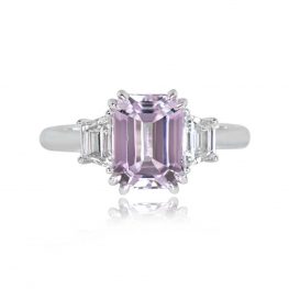 Kunzite And Diamond Platinum Mounting Kunzite Ring Top View 13885-TV-1000PX