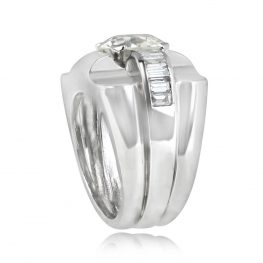 French Retro Diamond Platinum Engagement Ring - Emerson Ring 13890 TSV