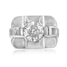 French Retro 3.15ct Diamond Platinum Ring - Emerson Ring 13890 TV
