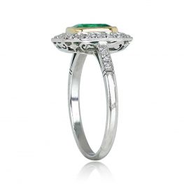 Emerald and Diamond Halo Emerald Ring - Bakewell Ring 13902 TSV