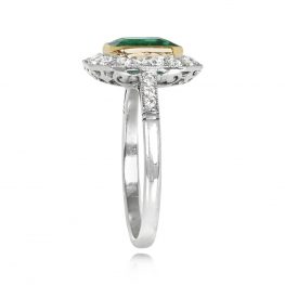Emerald Cut Natural Emerald Gemstone Diamond Halo Platinum Ring 13903-TSV-1000PX