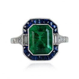 2.70ct Emerald Cut Emerald Sapphire Ring - Monsey Ring 13907 TV