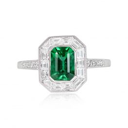 1.01ct Emerald Cut Emerald Engagement Ring - Arcadia Ring 13909 TV