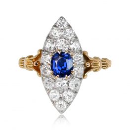 Edwardian Era Navette Sapphire And Diamond Ring 13936-TV-1000
