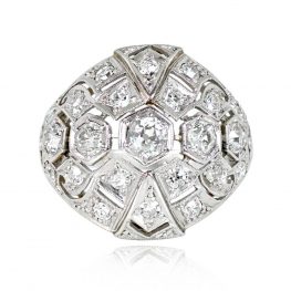 Antique Edwardian Platinum and Diamond Ring - Media Ring 13944 TV
