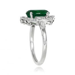 3.00ct Emerald and Diamond Halo Ring - Essex Ring 13957 TSV