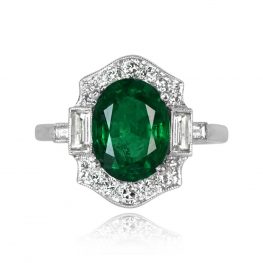 3.00ct Oval Cut Natural Emerald Ring - Essex Ring 13957 TV