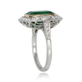 Emerald Cut Emerald Diamond Halo Ring - Greenwich Ring 13960 TSV