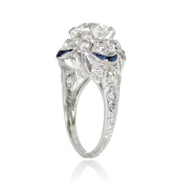 1.49ct Old European Diamond Sapphire Ring - Colmar Ring 14012 TSV