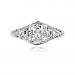 Antique Art Deco Era Diamond And Sapphire Engagement Ring 14013-TV-1000PX