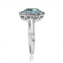 Aquamarine Floral Halo Engagement Ring - Plymouth Ring 14017 TVS