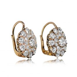 18k Yellow Gold Old Mine Diamond Earrings - Cardiff Earrings 14022 TSV
