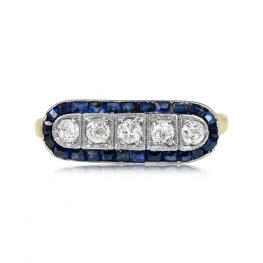 Art Deco Five Stone Diamond Ring - Avalon Ring 14026 TV