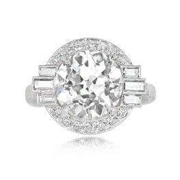 4.25ct Old European Cut Diamond And Baguette Halo Accented Ring 14034-TV-1000PX
