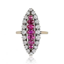 Victorian Era Ruby And Diamond Navette Ring Circa 1890 14037-TV-1000PX